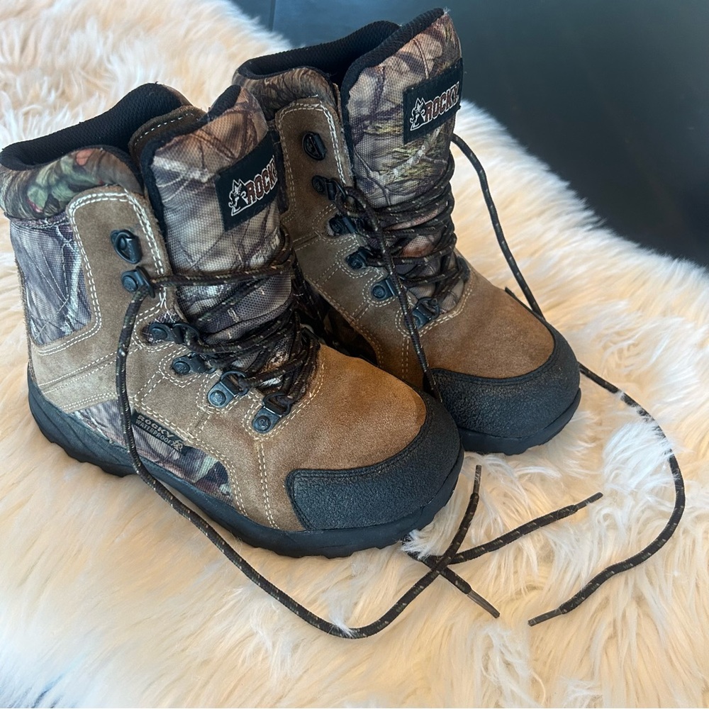 Rocky Kids Waterproof Camouflage and Brown Hunting Boots